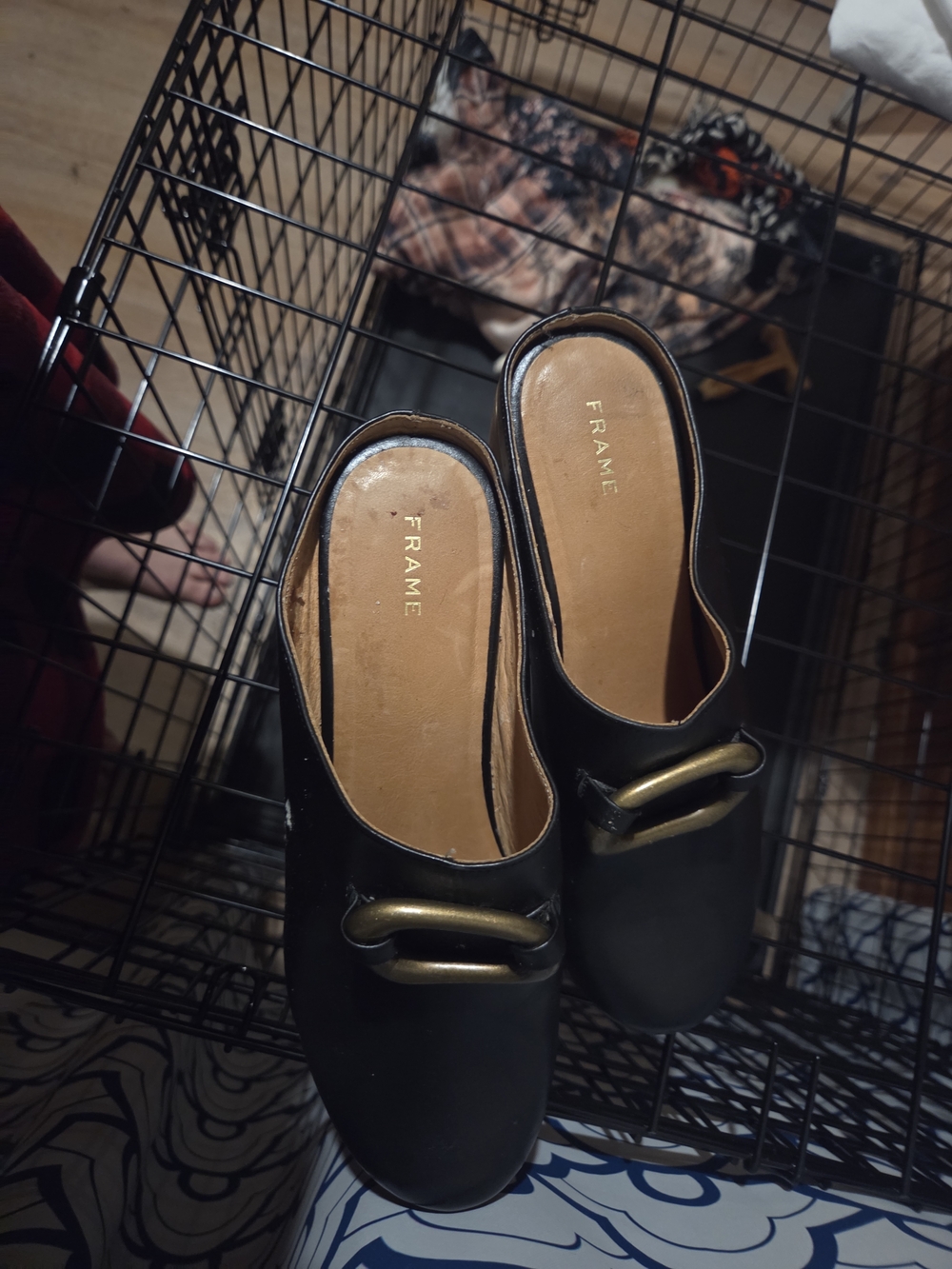 FRAME Le Ione Black Leather Wooden Wedge Clogs - Size 37 (US 7) - Picture 3 of 5
